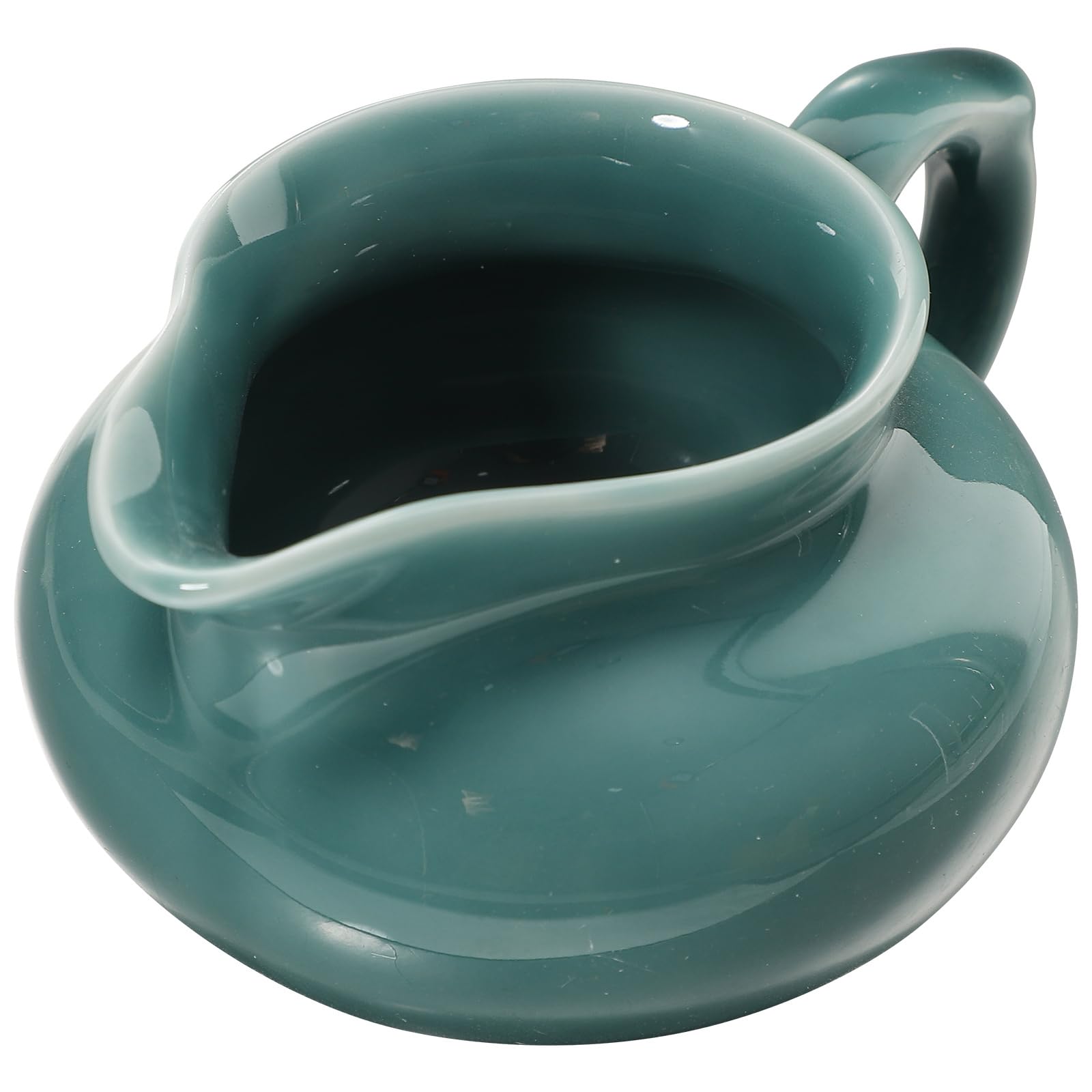 IMIKEYA Ceramic Small Milk Jug Gravy Boat with Handle Sauce Sugar Syrup Pot Coffee Creamer Serving Pouring Pitcher for Salad Dressings Broth Black Pepper Green
