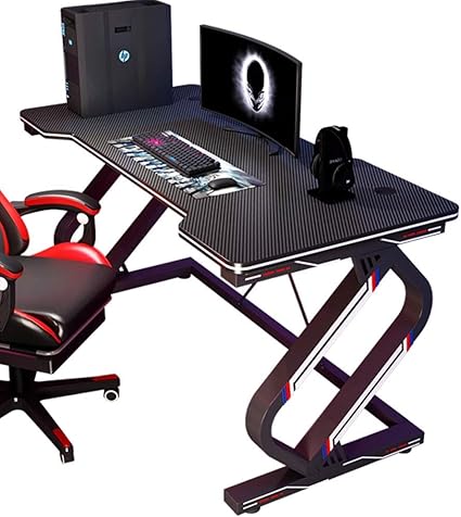 Feila Gaming Bureau 47 2inches Pc Bureau D Ordinateur Bureau Bureau De Jeu Table Courbe En Forme De Gamer Poste De Travail Avec Porte Gobelet Et Le Crochet Casque Haut De Gamme Jouissance Amazon Fr Cuisine