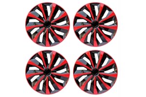 YQBRAND Hubcap Wheel Covers Replacement R15 Size Hub Caps Universal Steel Wheels Rims tire Covers ABS Material Exterior Accessories for Most Car Truck SUV -Set of 4（15-inch，Red-Black）
