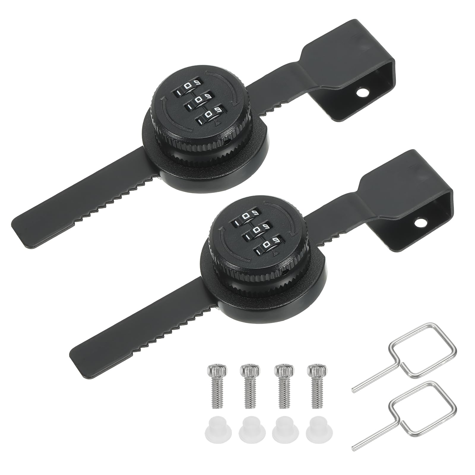 PATIKIL Keyless Combination Ratchet Lock, 2Pcs Zinc Alloy 3 Digit Password Combination Lock Door Security Slide Latch Lock for Cabinet Door Latch, Black