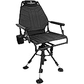 Black Sierra Silent 360° Hi-Line Swivel Blind Chair with Steel Frame, Padded mesh Sling seat, Ergonomic backrest, 350 lb Capacity, Collapsible armrests, and Adjustable Legs for Comfort in Any Blind