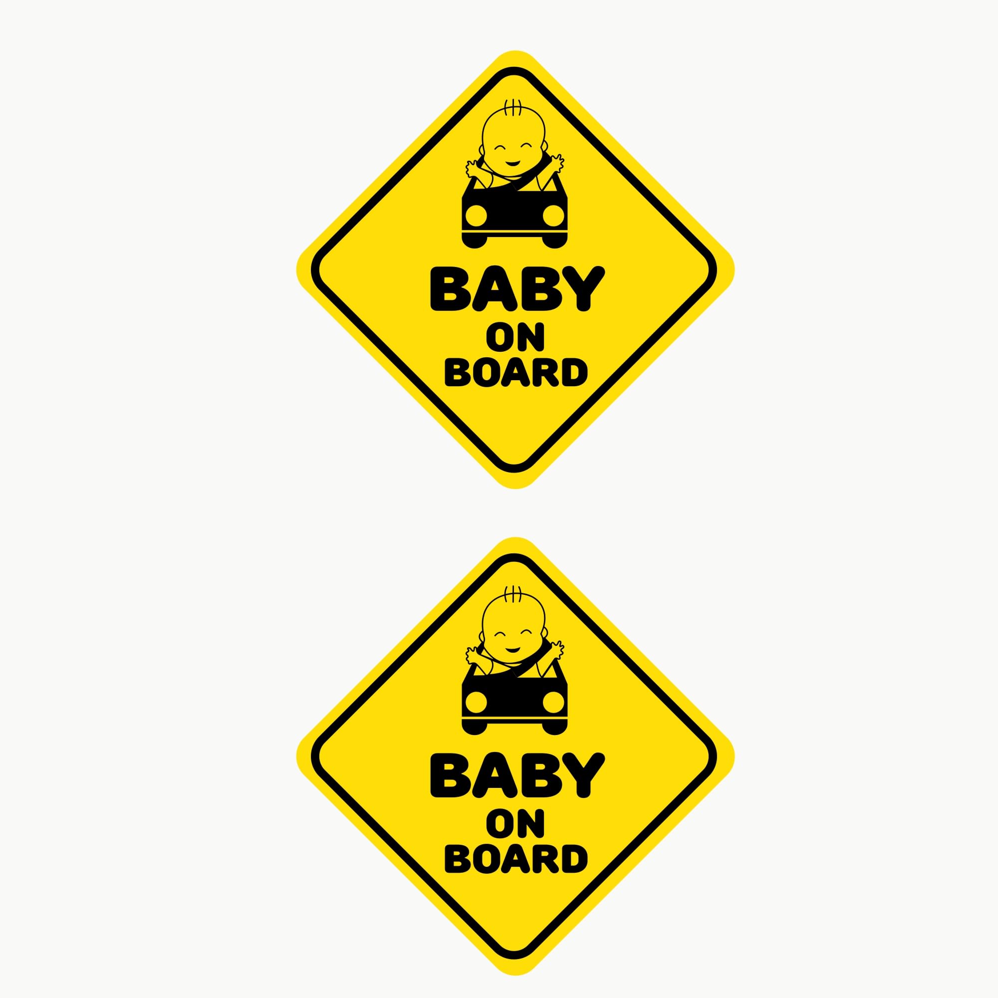 Autodomy Baby on Board Sign for Car 2 Units | Baby on Board Sticker for Car Guaranteed Visibility | Car Stickers Yellow Sign 10x10 cm (Yellow External Use)