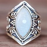 Koguxuix Vintage Silver Ring 925 Sterling Silver Natural Moonstone Women Jewelry Elegant Gemstone Wedding Ring (8)