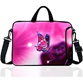 15.6-Inch Laptop Shoulder Bag Case Sleeve For 14 15" 15.6 Inch HP/Dell/Lenovo Pink Butterfly