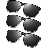 Frienda 3 Pair Oversize Clip-on Sunglasses Large TR90 Frame Flip up Driving Glasses for Women Men