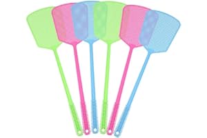 Chelory 6 Pack Fly Swatters Long Plastic Fly Swat with Strong Flexible Handle Heavy Duty Multi Pack Assorted Colors Manual Fly Swatters