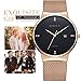 Mens Watch,Ultra-Thin Business Casual Simple Watch with Mesh Milanese Bracelet,Waterproof Analog Quartz Dress Wrist Watch