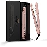 AINA Hair Straightener Comb, Flat Iron with Comb | Titanium Iron 450F | Dual Voltage Hair Straightening | Curling 2 in1 | Resolve Tangled | frizz Free (Babe Pink)