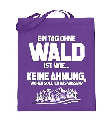 Shirtee Tag ohne Wald? Unmöglich! - Geschenk Forstwirt-in Förster-in Natur-Liebhaber - Jutebeutel (mit langen Henkeln) -38cm-