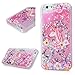 iPhone 6 case, iPhone 6S Case (4.7), Mavis's Diary Bling Glitter Sparkle Flowing Liquid Quicksand Moving Sequins Protective Hard PC Back Cover with Soft TPU Rubber Frame - Painted Unicorn Flower