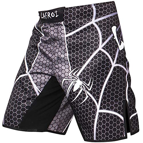 LAFROI Mens MMA Cross Training Boxing Shorts Trunks Fight Wear with Drawstring and Pocket-QJK01 (LA NoWhere2Run, Small)