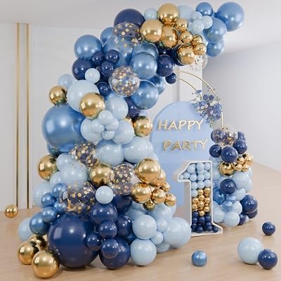 Balloon Garland Navy Blue and Gold Arch Kit 104pcs Birthday Space Theme