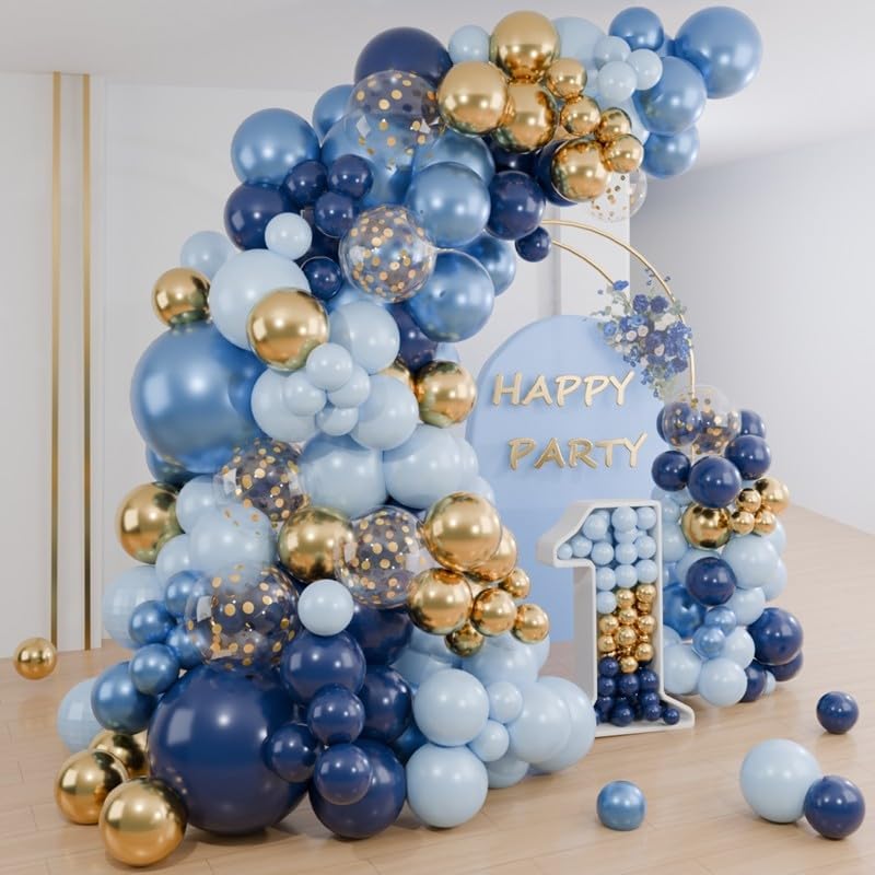 Balloon Garland Navy Blue and Gold Arch Kit 104pcs Birthday Space Theme