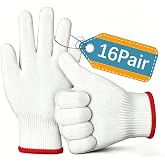 Olynto 32 pcs unisex white cotton glove liners,string knit cloth men work safety gloves for gardening,warehouse,cooking,bbq