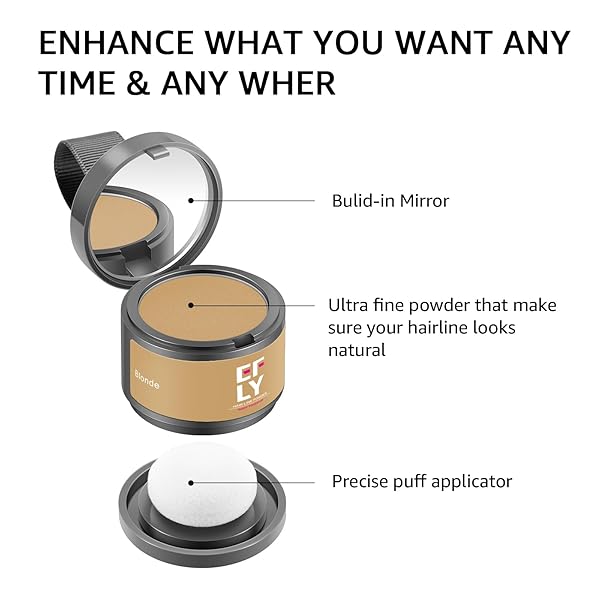 ROOT TOUCH UP HAIR COLOR POWDER FOR CONCEALING HAIR LOSS AND THINNING, GRAY HAIR SHADOW POWDER ROOT COVER UP HAIRLINE POWDER FOR WOMEN MEN EYEBROWS, BEARD LINE (BLONDE, 0.14 OUNCE)