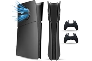 PEYANZ Faceplate Cover Compatible with PlayStation 5 Slim (Digital Edition) - Protective ABS Shell, Scratch-Resistant Matte Surface, Easy Installation, Includes 2 Silicone Covers (Black+)
