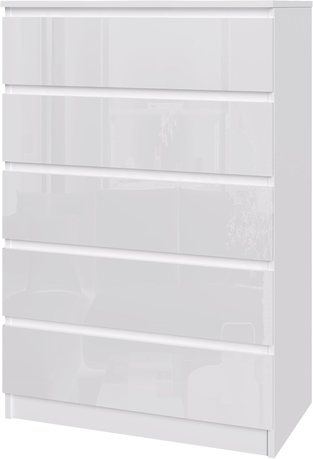 Panana Modern High Gloss Chest of Drawers 5 Drawers White Eco Friendly Brand New