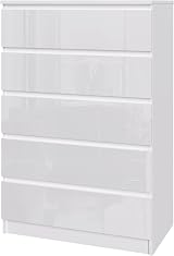Panana Modern High Gloss Chest of Drawers 5 Drawers White Eco Friendly Brand New