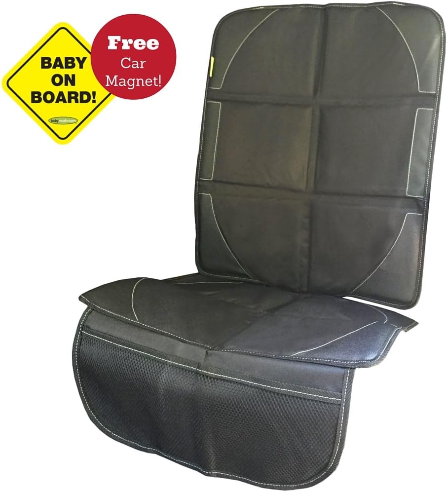 Deluxe Car Seat Protectors - Superior Quality Non-Skid, Waterproof Auto Seat Covers w/Storage. Bonus Baby on Board Magnet. Best Seat Savers Protect Upholstery, Fabric & Leather!