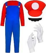 Aomig Mario Costumes 4 Pack Cosplay Accessories Kit Bodysuit Hat Mustache Gloves view 9
