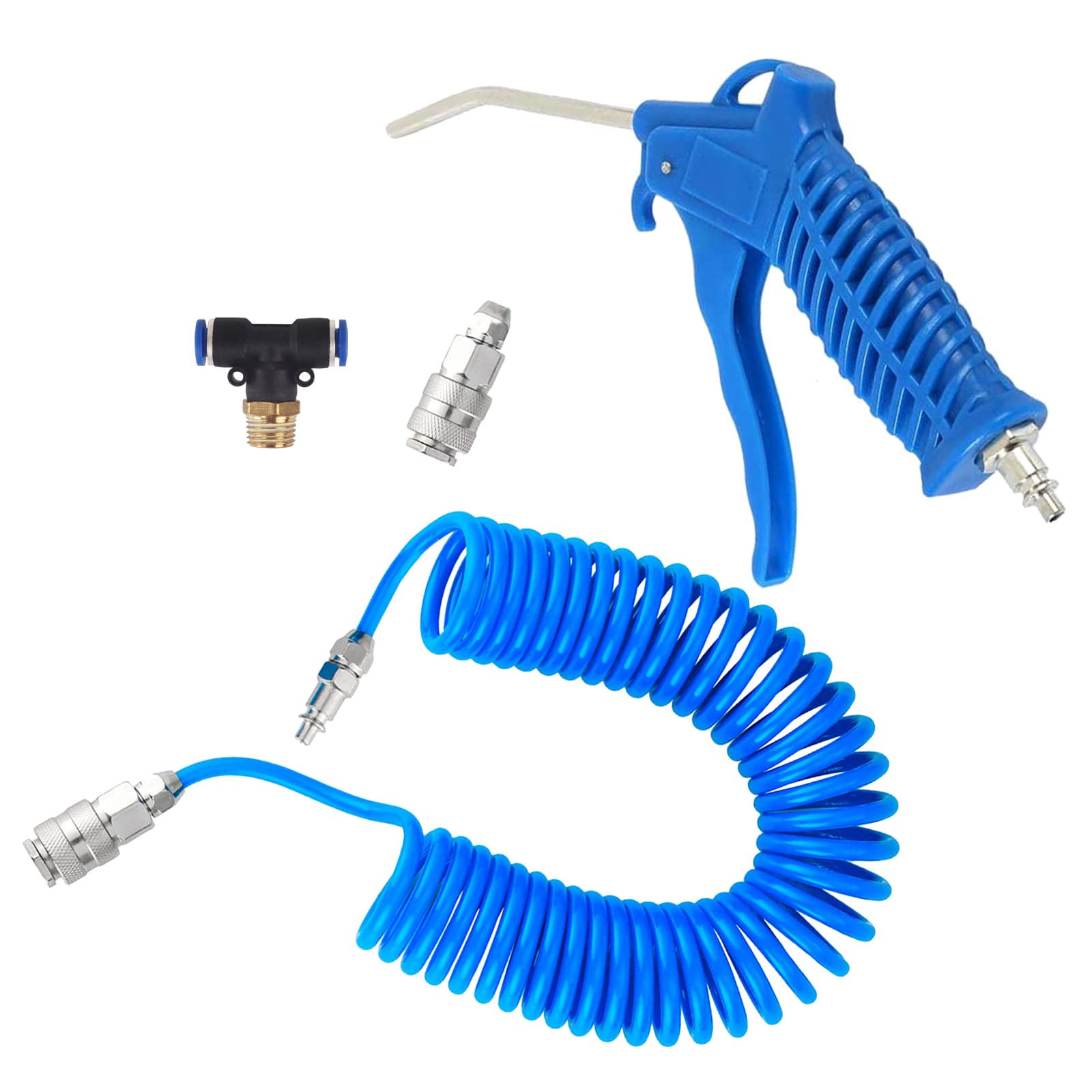 ACHANFLY Air Duster Gun Truck Air Duster with 5 Metre Recoil Hose Air Blow Gun Air Tools Compressor Accessories Air Gun Cleaning Kit Heavy Duty 360 Degree Rotating for Lorry Truck Car Airline