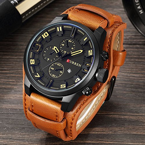 Curren - Reloj de pulsera analógico digital de cuarzo para hombre con pulsera de cuero - Imagen 4
