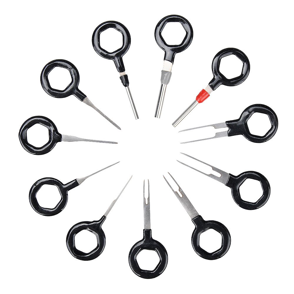 MUYI Terminals Removal Key Tool 11pcs Auto Electrical Wiring Crimp Connector Extractor Puller Release Pin kit for Car