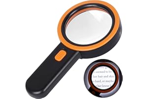 AIXPI Magnifying Glass with Light, 30X Handheld Large Magnifying Glass 12 LED Illuminated Lighted Magnifier for Macular Degeneration Seniors Reading Inspection Coins Jewelry (Black)