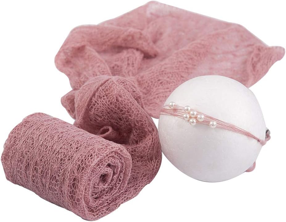 PRENKIN Newborn Photography Props Wrap Accessories Infant Photo Shoot Blanket Solid Lace Baby Soft Stretch Wraps Headwear