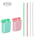 Easyworld Collapsible Reusable Straws Silicone Drinking Straw Premium Food-Grade