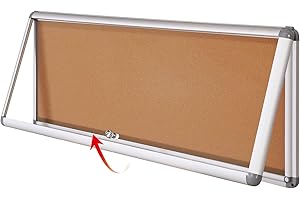 S SWANCROWN Swansea Locking Bulletin Board Tamper-Proof Notice Board Cork Display Case Wall-Mounted for K12 Office Dentists,38x14 inch