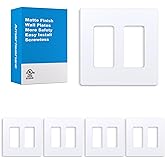 Amerisense Outlet Cover, Screwless Decorator Wall Plate, Light Switch Power Plug Cover, 2-Gang Standard Size, Matte White, 5 