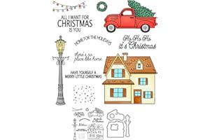 Christmas Tree Car Stamps and Die Cuts for Card Making Igloo Lights Transparent Silicone Clear Stamp and Metal Cutting Dies S