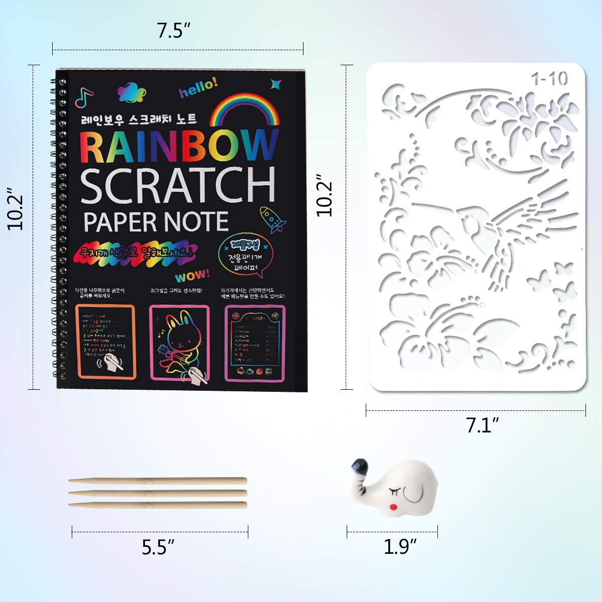Mocoosy 3 Pack Rainbow Scratch Art Paper Notebooks, Spiral Bound Magic Scratch Book for Kids Arts Crafts Supplies, Black Scratch Note Sketch Pads Artist Drawing Activity Gifts for Boys Girls Ages 3-12