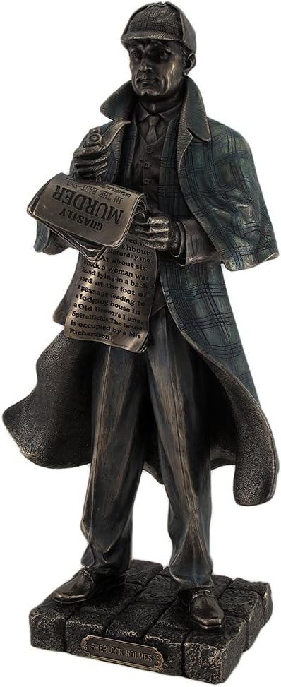 Resin Statues Detective Sherlock Holmes Metallic Bronze Statue 3 X 11 X 3.5 Inches Bronze