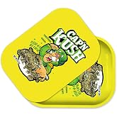 Small Metal Tray with Magnetic Lid, Decorative Tray, Ideal Storage for Home or Travel, 7 x 5.5 Inches (Yellow)