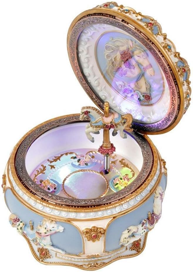 Children's story player Music Boxes Vintage Music Box Carved Mechanism Wind Up Musical Box Gift For Christmas Valentine's Day Birthday Illuminated Carousel (Color : Merry Christmas, Size : Free)