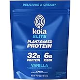 Koia Plant Based Protein Elite Powder, Vanilla, 32g Protein, 4g Sugar, 6g Prebiotic Fiber, Pre & Post Workout, 21 Vitamins & Minerals, Dairy-Free, Gluten-Free, Non-GMO, 24 Servings, 44.8 Oz