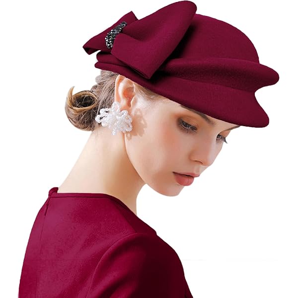Vintage Red Wool Pillbox Hat Floral Mesh Rosette Dress Church Formal Cenbee Women main image 4