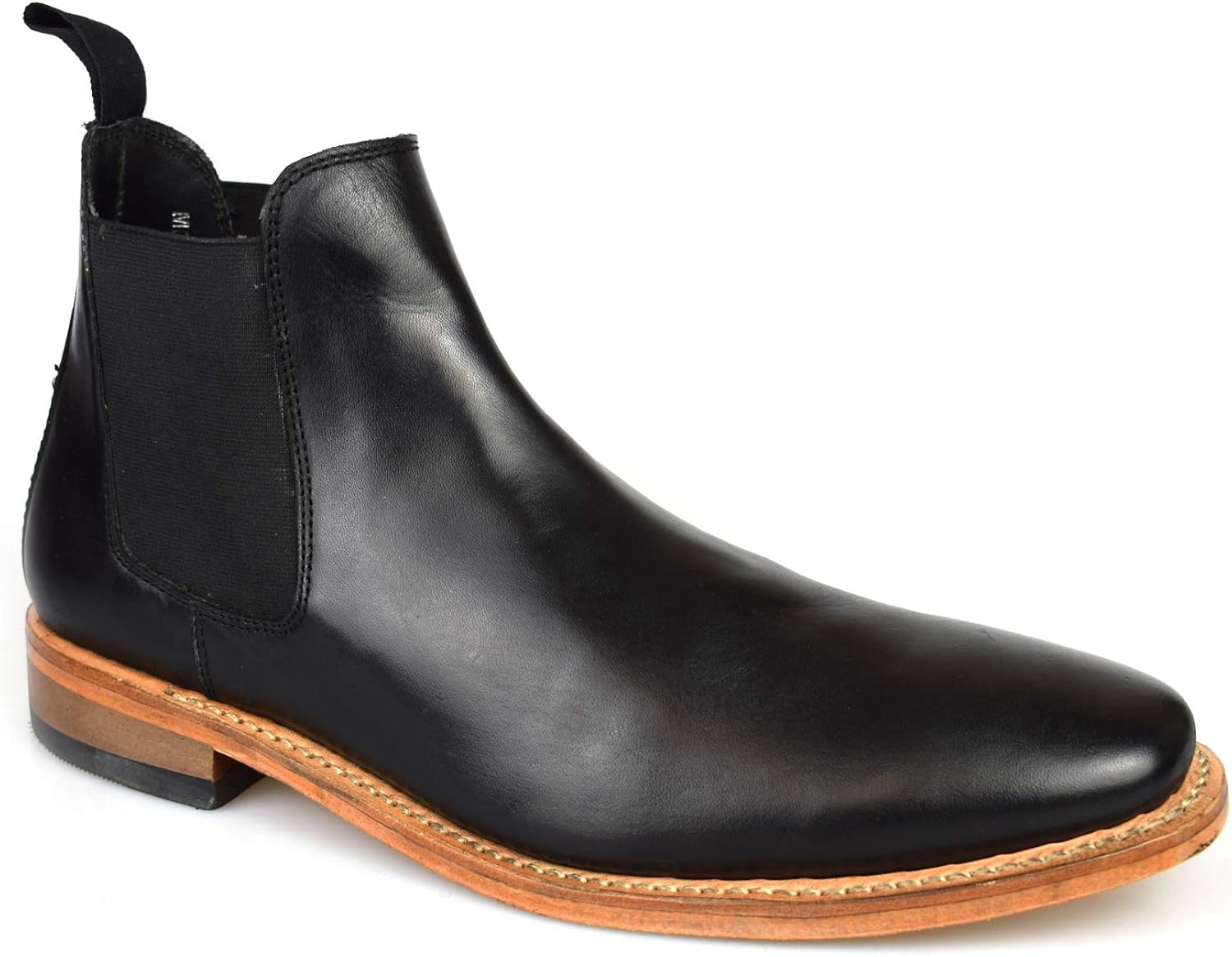 Mens Premium Leather Black Goodyear Welted Chelsea Boots 3013B Amazon