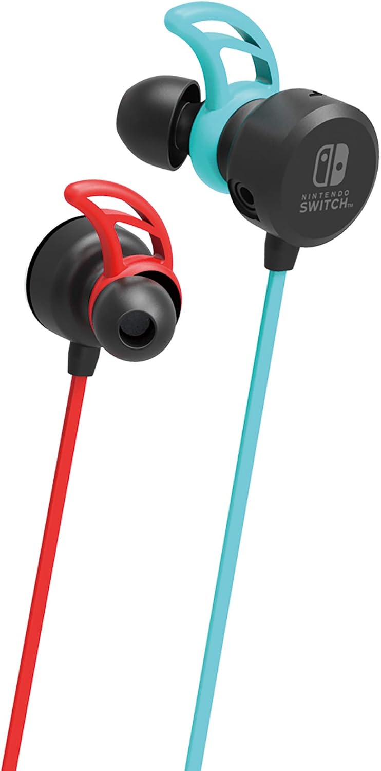 Amazon 任天堂ライセンス商品 ミキサー付き ホリゲーミングヘッドセット インイヤー For Nintendo Switch ネオンブルー ネオンレッド Nintendo Switch Online ボイスチャット対応 周辺機器 アクセサリ