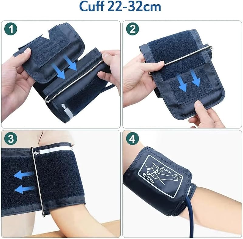 Tensiómetro de Brazo, automático Digital Monitor de presiónarterial para uso doméstico con ajuste del manguito 22-32cm, Detector electrónico defrecuencia cardiaca para Adultos Mayores y Familias — foto 7 de 7