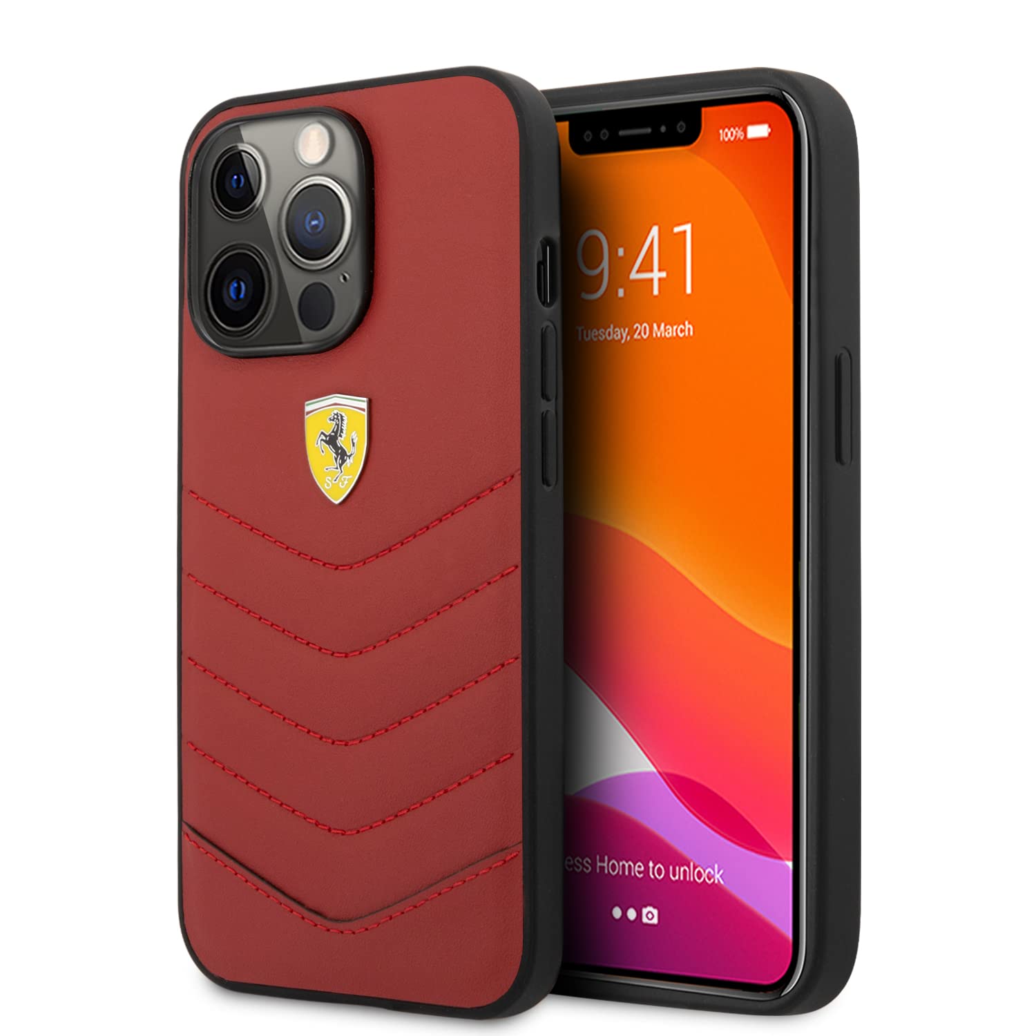 Ferrari FEHCP13LRQUR Case for iPhone 13 Pro / 13 6.1 Inch Red Off Track Quilted