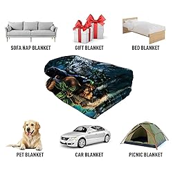 HommomH 60"x80" Jungle Animals Blanket Soft Fluffy