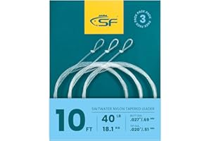 SF Pre-Tied Loop Saltwater Tapered Leader Fly Fishing 10FT 8/10/12/16/20/25/30/40lb Low Visibility High Strength Clear Nylon 