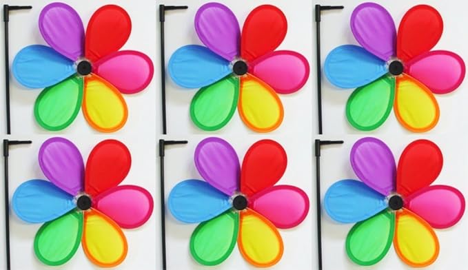 Windrad Gartenstecker Blume mit Blätter in