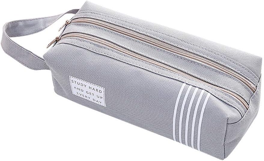 Goddesslili Pencil Case, Canvas Large Capacity Double Storage Pencil Pouch for Boys Girls College Student Multi Function Muti Colors Organizer 2019 Back to School Supplies