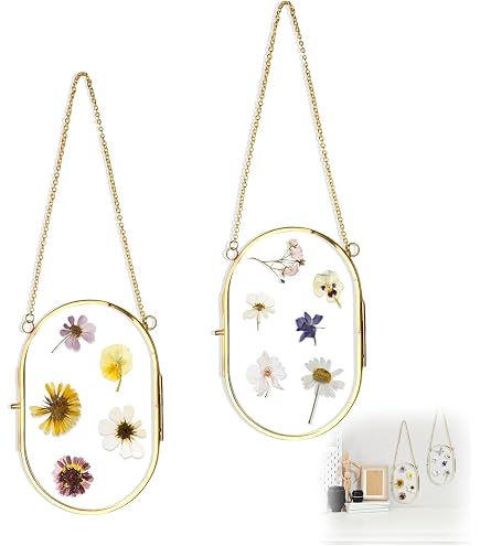 Cadre Photo Double Face Laiton - 15x20 Cm - Pour Fleurs Séchées, Photos, Affiches - Verre Transparent - 9