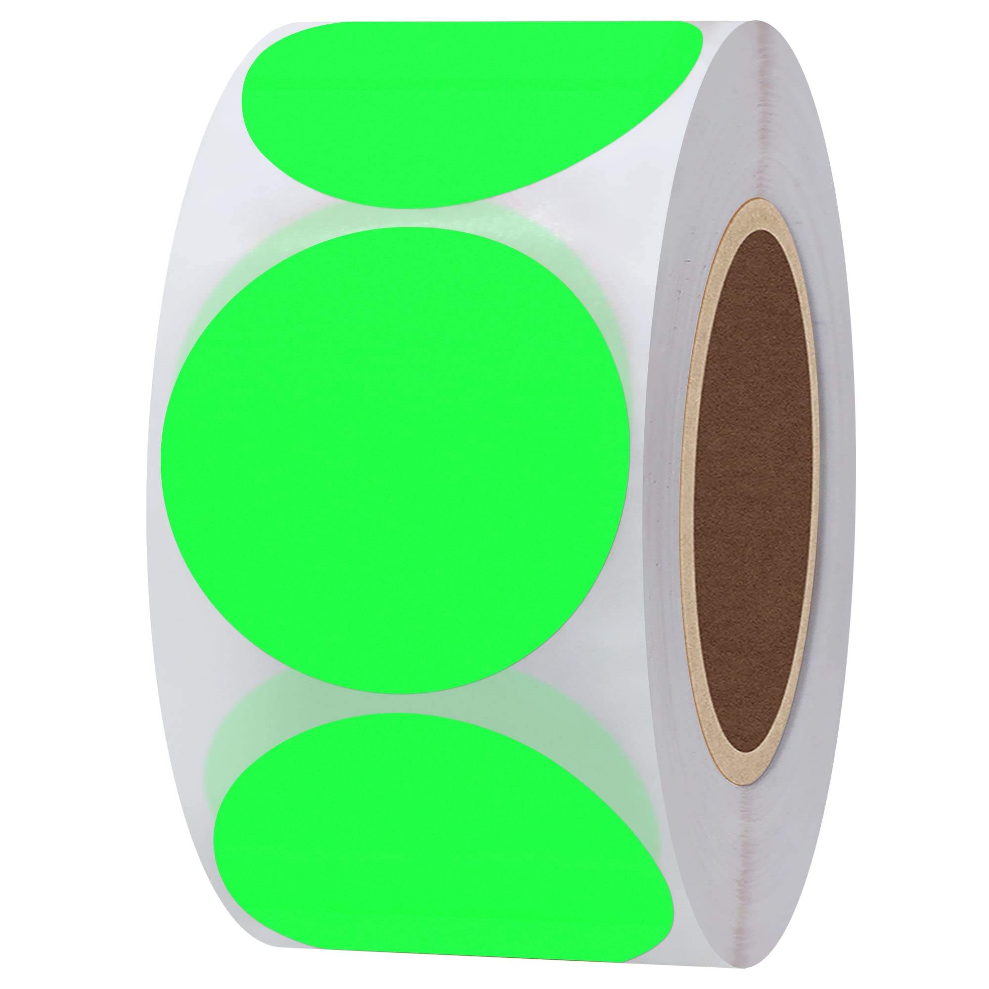 Hylabelest Fluorescent Green Round Stickers 1.5 Inch Color Coding Dots Labels Total 500 Per Roll (Fluorescent Green, 1.5")