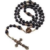Catholic Heirlooms St. Benedict Medal Black Onyx Stone Rosary